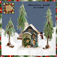 Green Snowy Saltbox House Lighted