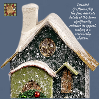 Green Snowy Saltbox House Lighted