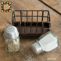 Mini Salt & Pepper Shakers, Including Copper Colored Wire Caddy