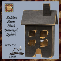 Lighted Black Saltbox House 11"H