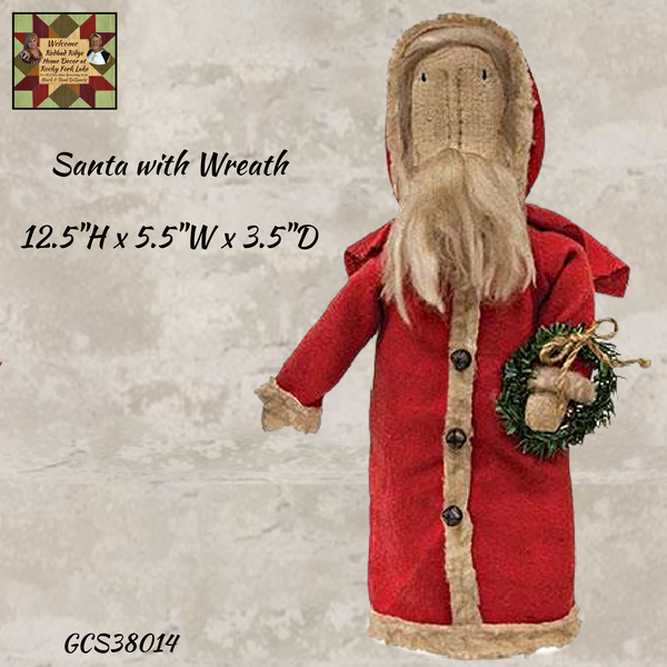 Santa with Wreath  12.5"H
