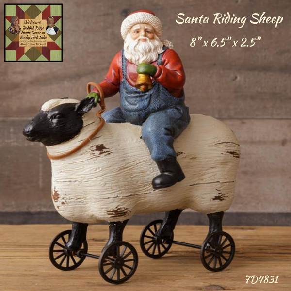 Santa Riding Sheep Folk Art