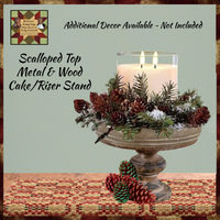 Scalloped Galvanized Metal and Wood Cake Stand or Riser