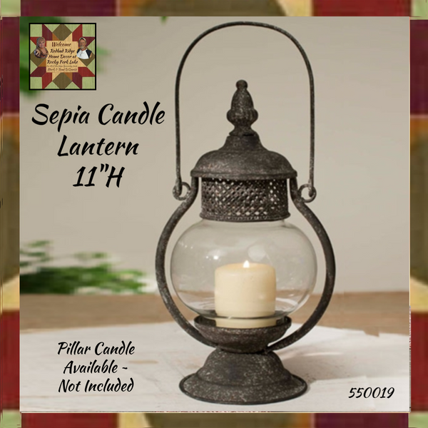 Sepia Vintage Candle Lantern with Glass Globe