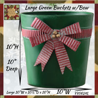 Festive Green Buckets with Bows 2 Sizes