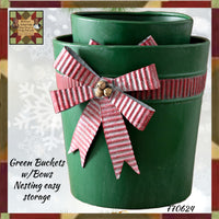 Festive Green Buckets with Bows 2 Sizes