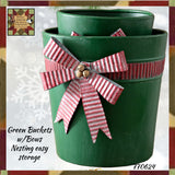 Festive Green Buckets with Bows 2 Sizes