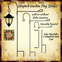 Shepherd Hook with or without Solar Lantern Garden Flag Holder