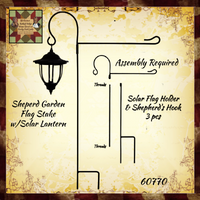 Shepherd Hook with or without Solar Lantern Garden Flag Holder