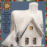 White Snowy Saltbox House w/Deer Lighted