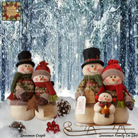 Snowman Standing Couple With Star 14"H