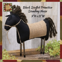 Black Stuffed Primitive Standing Primitive Horse 11"W