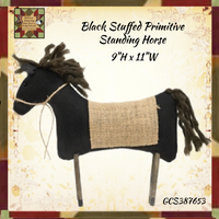 Black Stuffed Primitive Standing Primitive Horse 11"W