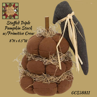 Stuffed Triple Pumpkin Stack w/Primitive Crow