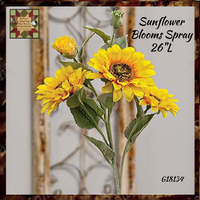 *Sunflower Blooms Spray, Yellow 26"L