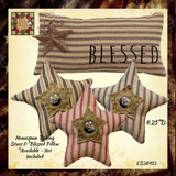 Blessed Homespun Ticking Stripe Pillow Hanging w/Rusty Star