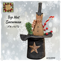 Black Hat Decorated with Snowman