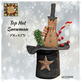 Black Hat Decorated with Snowman