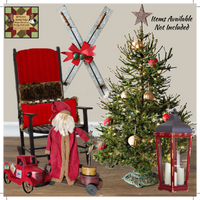 Skis and Poles Metal with Metal Red Bow & Bells