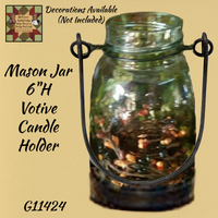 Mason Jar Votive Candle Holder 6"H
