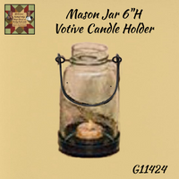 Mason Jar Votive Candle Holder 6"H