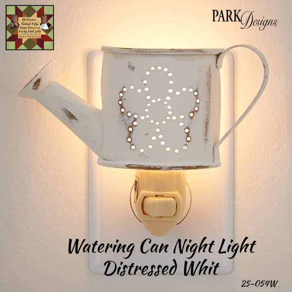 Watering Can Night Light - Distressed White