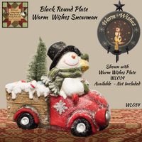Christmas Red Truck with Snowman & Tree 19"H