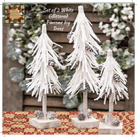 White Glitter Pinecone Icy Trees Set of 3