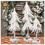 White Glitter Pinecone Icy Trees Set of 3