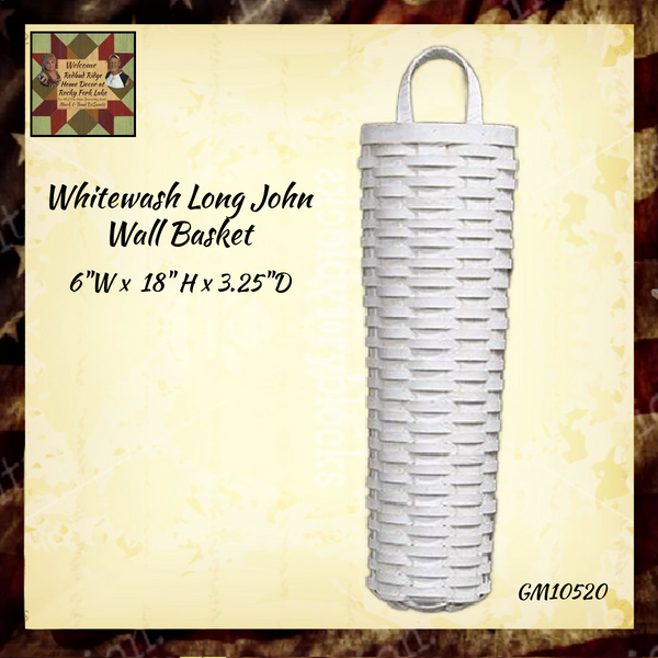 Whitewash Long John Wall Basket 18"L