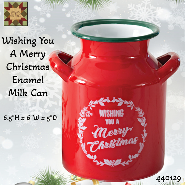 Wishing You A Merry Chritmas Enamel Milk Can