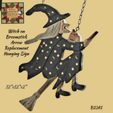 Witch on Broomstick Arrow Replacement Hanging Sign