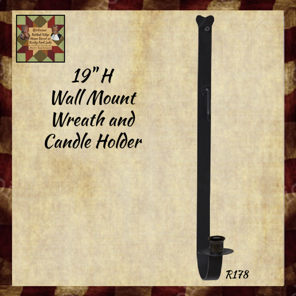 Wrought Iron Wall Wreath & Candle Holder 19"