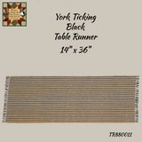 York Ticking Cranberry/Red or Black Table Runner 14"x36"