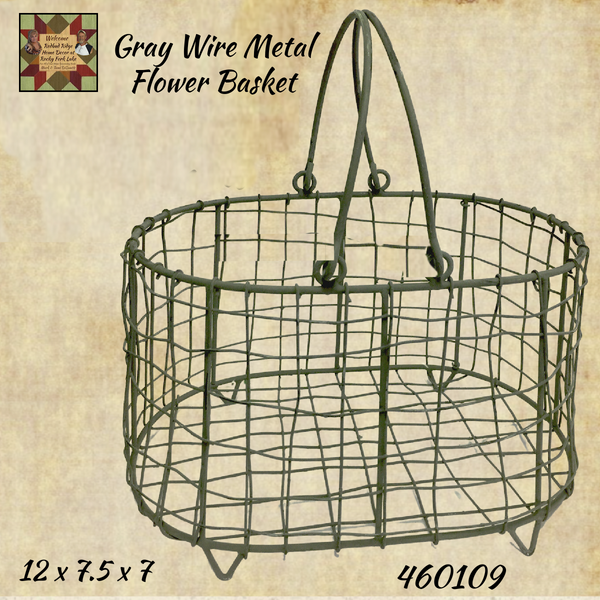 Flower Basket Gray Wire