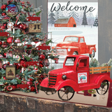 Red Truck Farm Rustic Metal Antiqued With Seasonal Magnet Signs 19"L