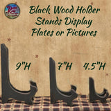 Black Wood Display Holder Stands Plates, Pictures or Plaques Choice