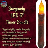 Candle Taper LED 6"Timer Assorted