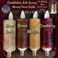 Grungy Dancing Motion Flame 3.5" & 6" TAPER CANDLE Candelabra Base