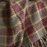 Devon Gray & Burgundy Plaid with Sand Accents Woven Throw Blanket 55"x70"