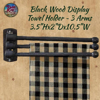 Black Wood Display Towel Holder ~ 3 Arms