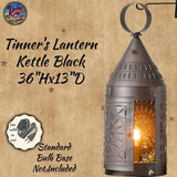 Punch Tin Tinner's Lantern Kettle Black 36" H x 13"D