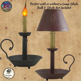 Rustic Chamberstick Accent Lamp (Electric) Black or Cranberry
