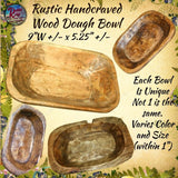 Hand Carved Wood Dough Bowl Trough 9" ~ 12" L