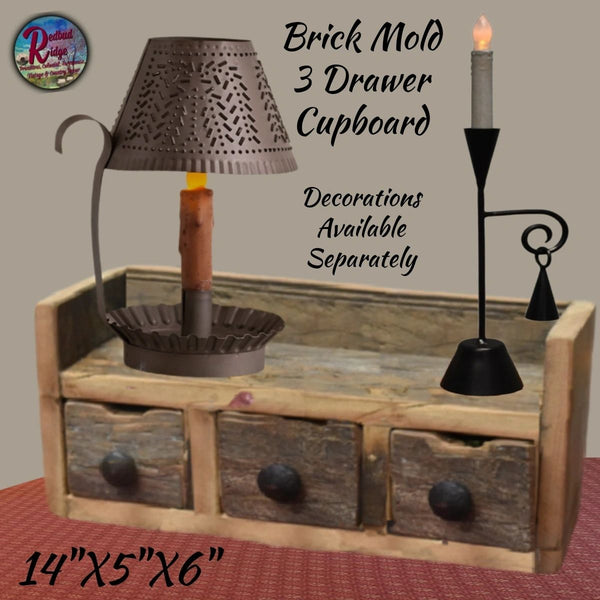 Brick Mold Rustic 3 Drawer Cupboard