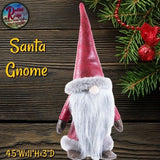 GNUP SANTA GNOME with Fur Trimmed Santa Suit 11"H Christmas Holiday