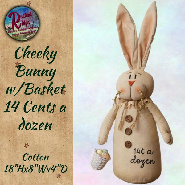 Folk Art Cheeky Bunny w/Basket 14 Cents a dozen