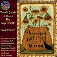 Primitive Folk Art Thankful Grateful Blessed House or Garden Flag