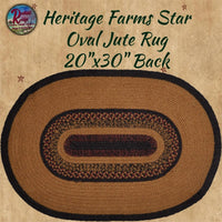 Heritage Farms Star Black & Burgundy Jute Rugs Half or Oval