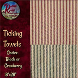 York Ticking Black or Cranberry Nutmeg Towel Raghu